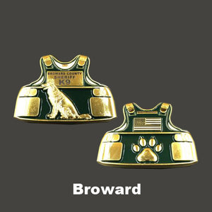 F-003 Broward County Sheriff K9 Police Body Armor Challenge Coin Canine Deputy