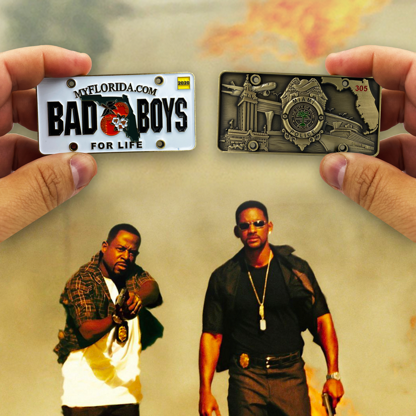 CL7-13 Bad Boys City of Miami Police Department inspired Challenge Coin Florida License Plate Will Smith Martin Lawrence
