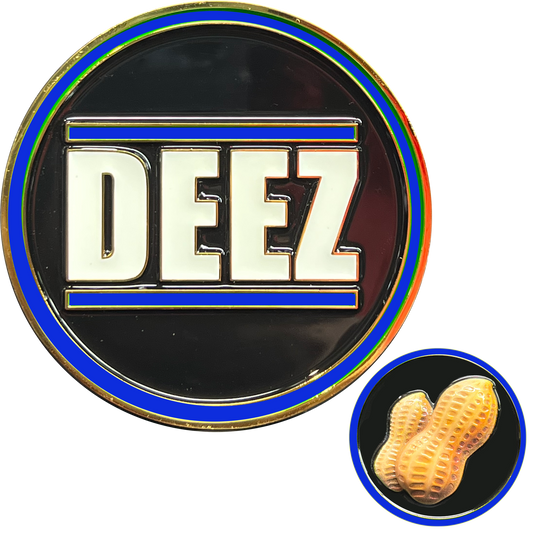 GL2-002 Deez Nuts challenge coin with 3D nuts Police Funny Gag Gift Thin Blue Line