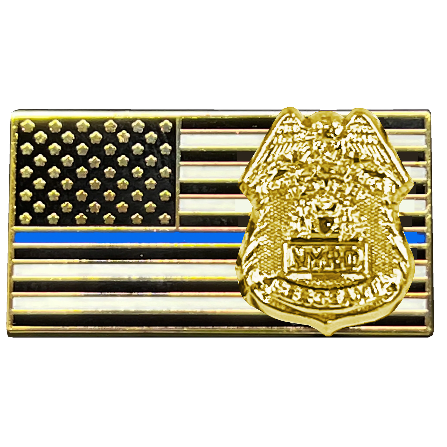 BFP-005 New York Police Department Sergeant American Flag Pin Thin Blue Line NYPD SGT