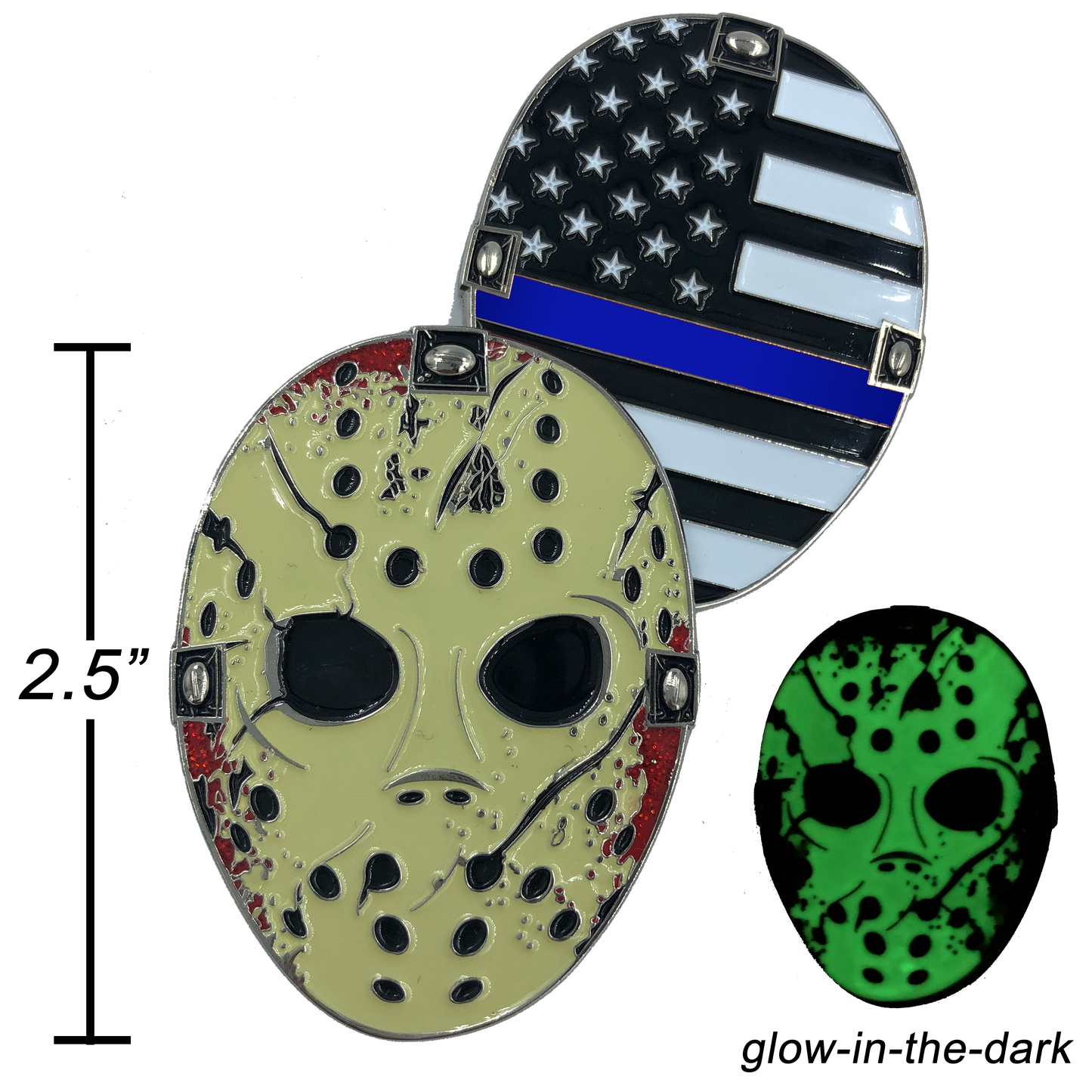 A-009 Thin Blue Line Jason Voorhees Challenge Coin Friday the 13th Police CBP FBI ATF NYPD LAPD Chicago