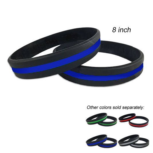Thin Blue Line Police Silicon Bracelet (BLUE)