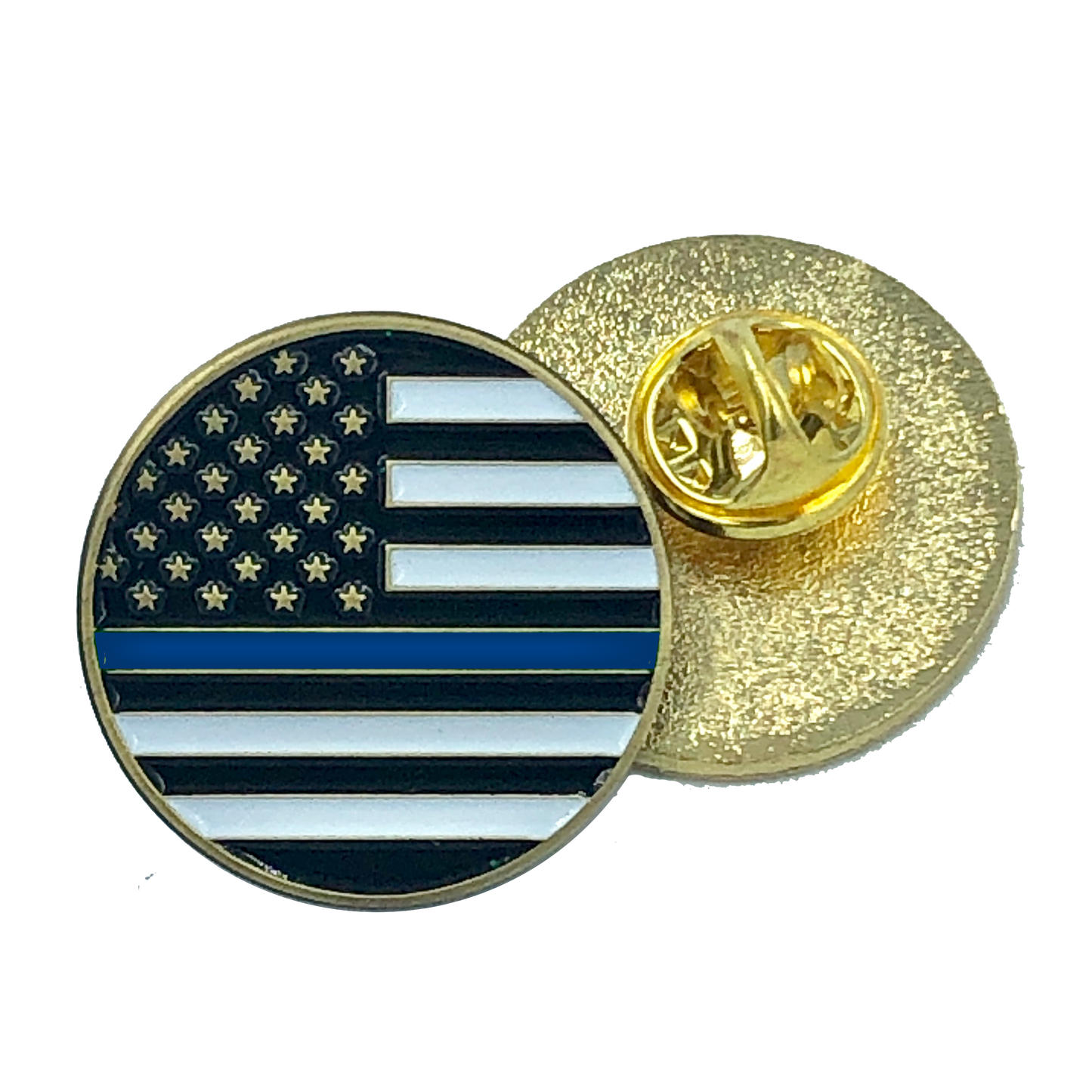 Thin Blue Line pin police law enforcement american flag (round)