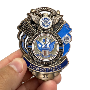 CL3-07 Large 3 inch 20th Anniversary CBP CBP Officer Field Ops Commemorative Honor First Thin Blue Line Pin not a Challenge Coin