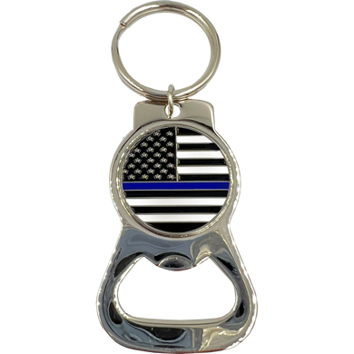 KCB-001-A Thin Blue Line flag Police Officer Keychain Bottle Opener LAPD FBI CBP NYPD ATF FAM