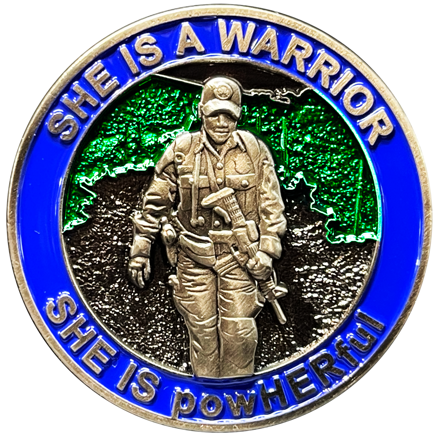BL6-006 She is a powHERful Warrior thin blue line Police Border Patrol CBP Military Tactical Female Challenge Coin Agent Officer CBP ATF LAPD Deputy Sheriff