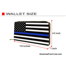 REF-001 Thin Blue Line flag zippered wallet for Police Officer or gift for Wife, Husband, family