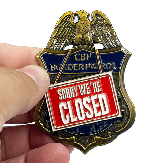 discontinued BL11-014 CBP Border Patrol Agent Sorry We're Closed full size pin BPA