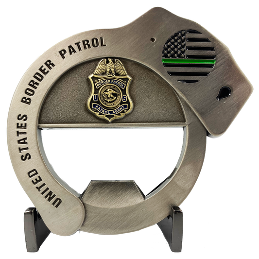 CL7-18 Border Patrol Handcuff Challenge Coin Cuff Bottle Opener Thin Green Line BP Agent