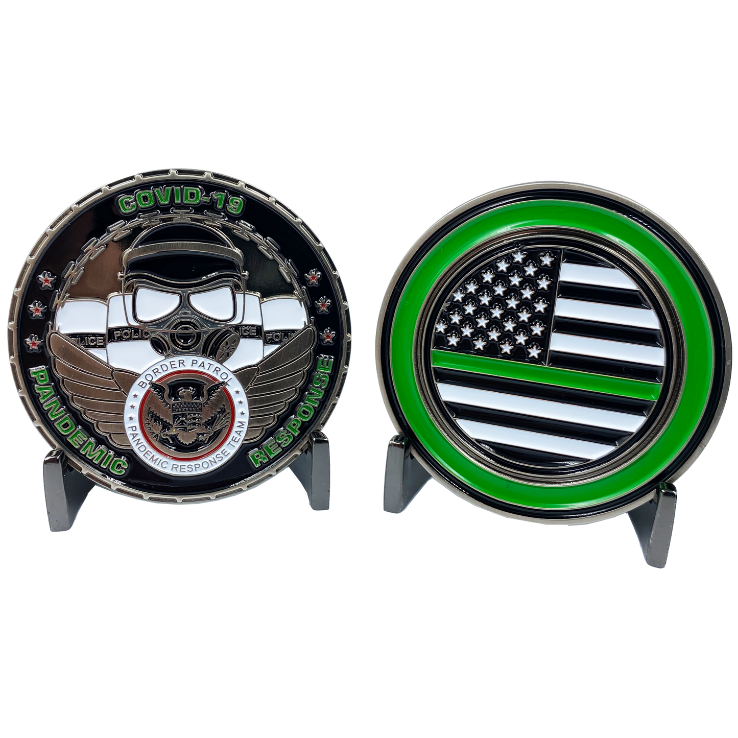 CL4-15 Border Patrol Pandemic Response Team Thin Green Line Police Challenge Coin CBP