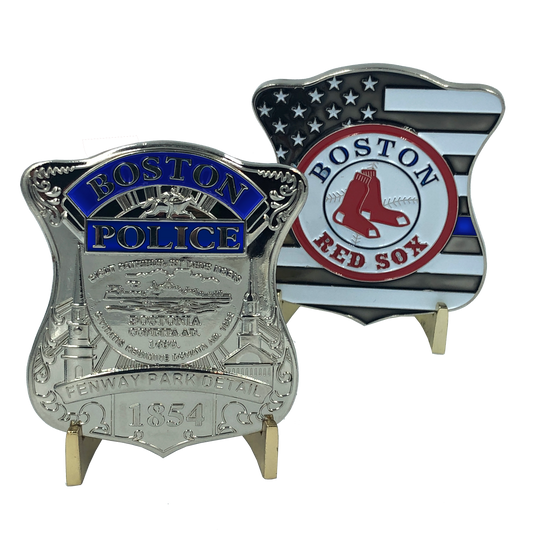 KK-009 SILVER Boston Police Red Sox Fenway Park Detail Challenge Coin Thin Blue Line