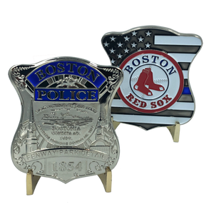 KK-009 SILVER Boston Police Red Sox Fenway Park Detail Challenge Coin Thin Blue Line