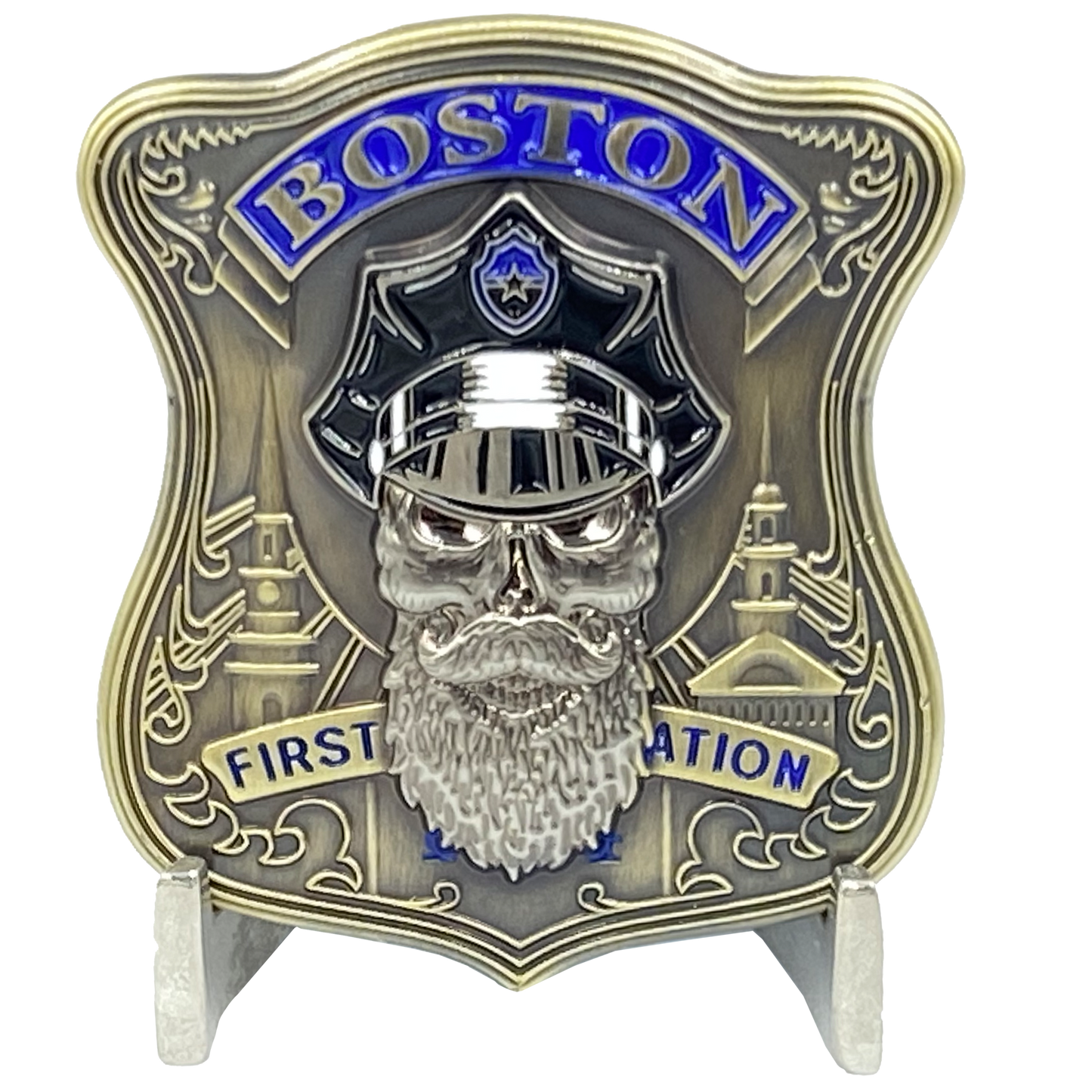 K-018 Boston Police Challenge Coin Thin Blue Line Back the Blue BPD