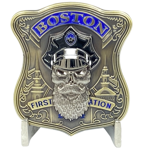 K-018 Boston Police Challenge Coin Thin Blue Line Back the Blue BPD