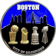 EL6-022 Boston Police MSP Massachusetts State Police Stadium Detail City of Champions Challenge Coin BPD parade