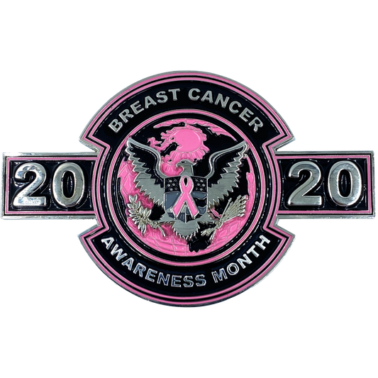 BT-001 Breast Cancer Awareness Month Challenge Coin Thin Pink Blue Green Line CBP Field Operations Border Patrol Flag BPA CBPO Ops