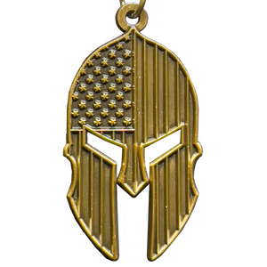 GHKB-1G Gladiator Patriot American Flag Spartan Helmet Keychain Military Veteran Antique Bronze