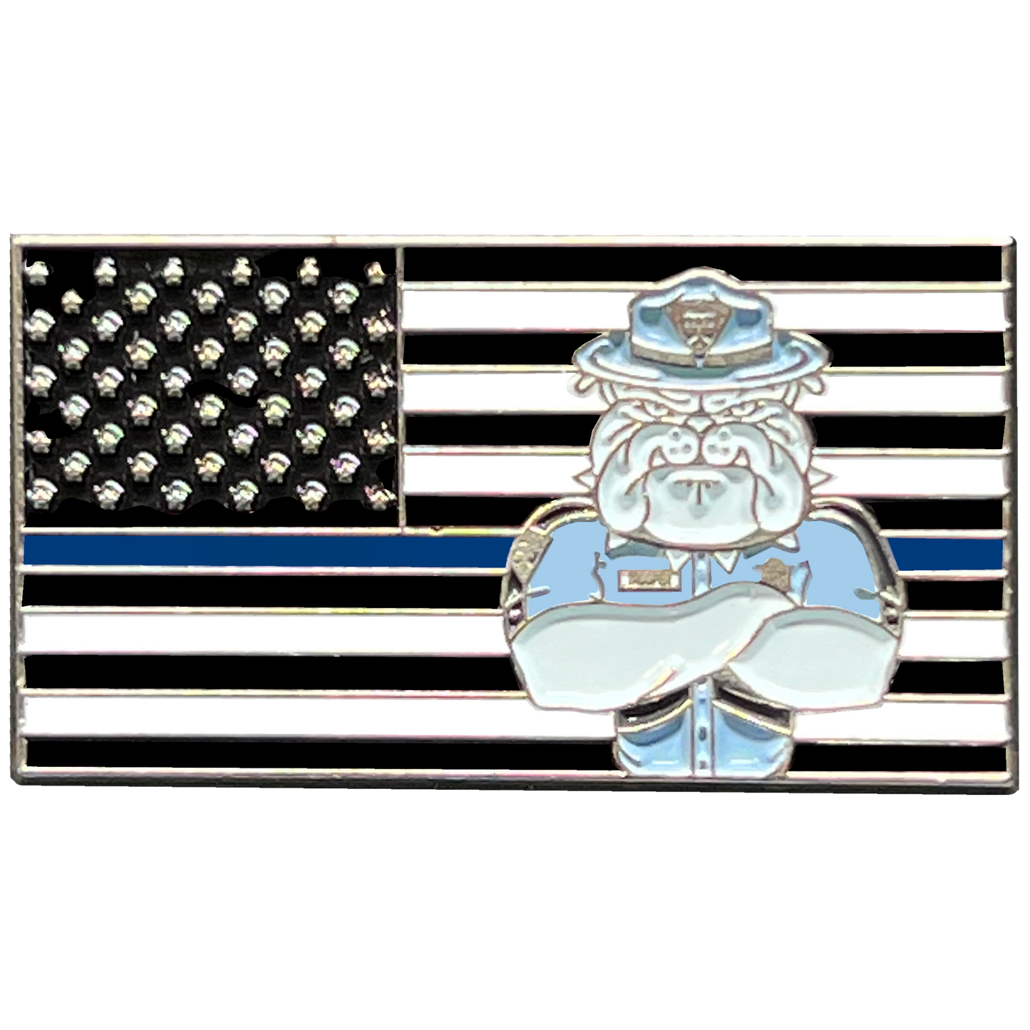 PBX-003-i Massachusetts State Police BULLDOG MSP Trooper Thin Blue Line Flag Lapel Pin