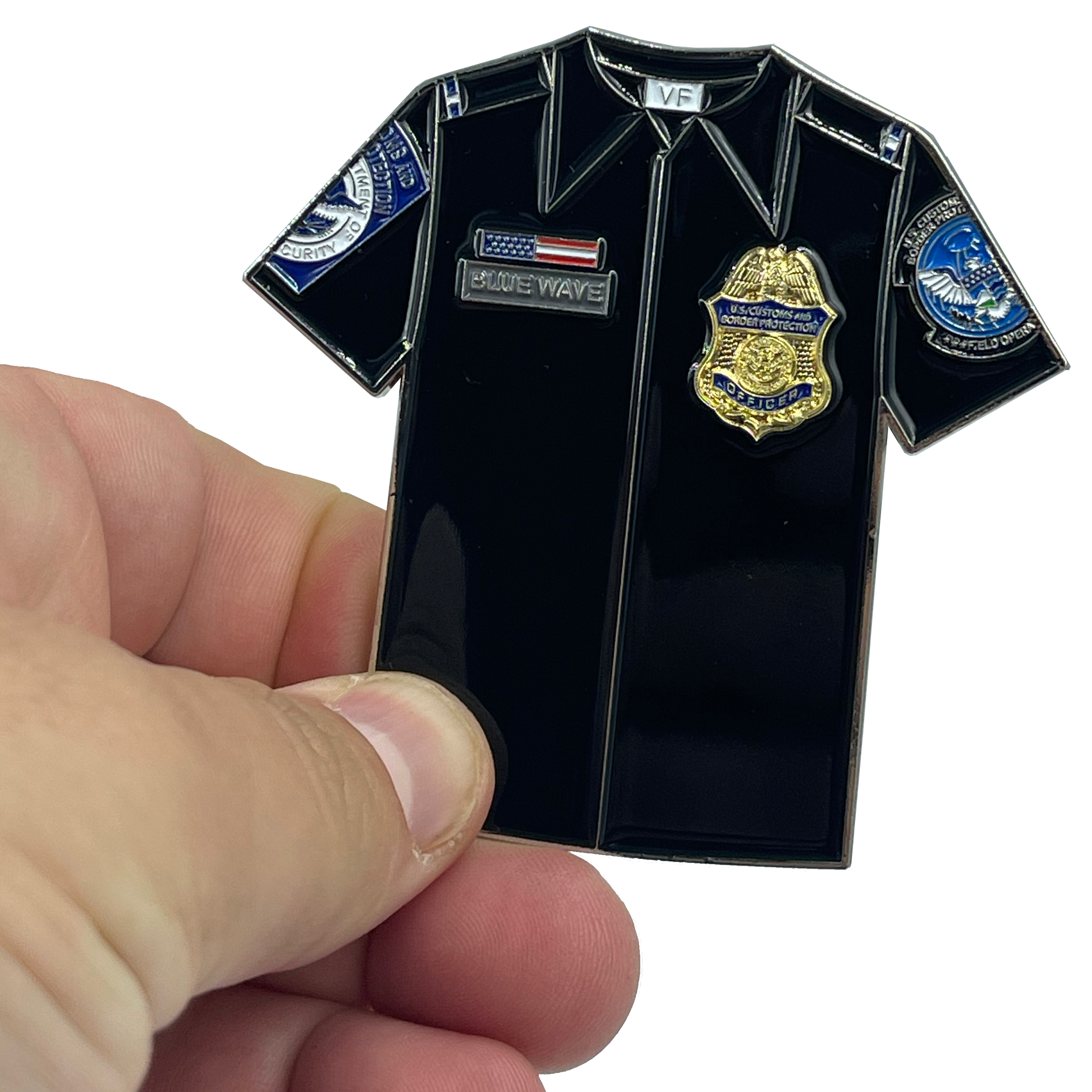 BL4-009 CBP Officer Uniform Shirt Challenge Coin Thin Blue Line Field Ops OFO Field Operations CBPO