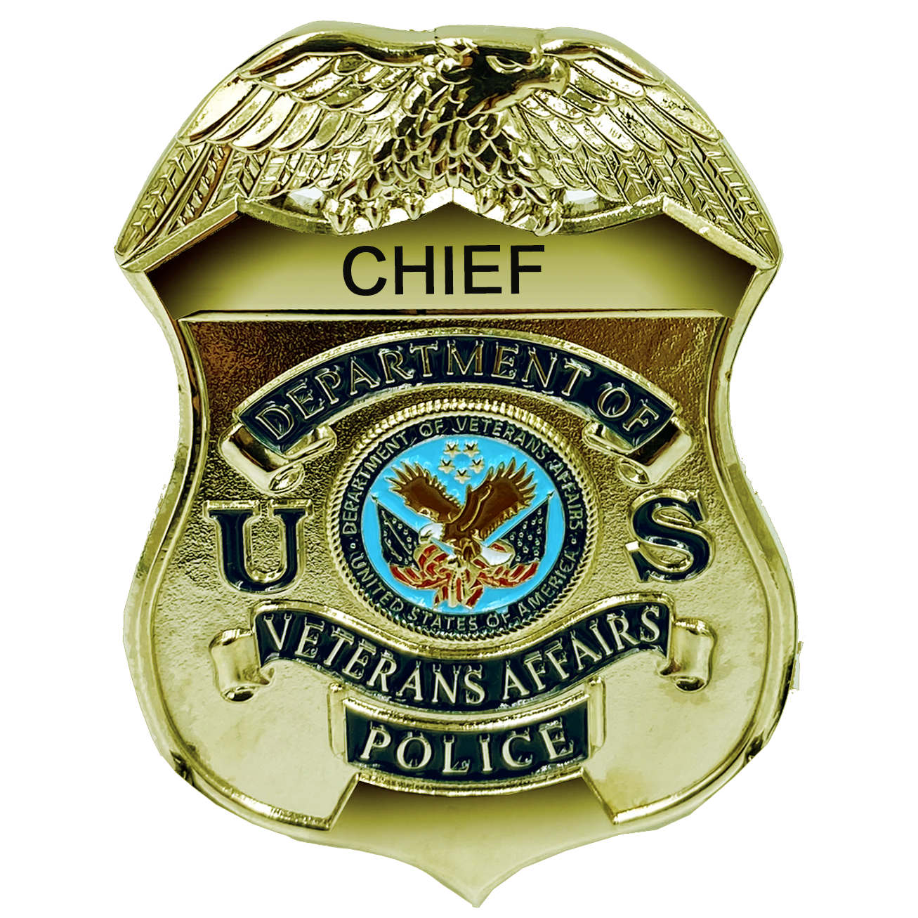BL7-015 VA Veterans Affairs Police CHIEF Administration officer shield lapel pin