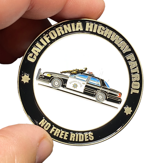 EE-003 California Highway Patrol Civil Unrest Riot CHP No Free Rides Police Car Cruiser Trooper Challenge Coin