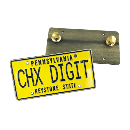 GG-019 Chicks Dig it CHX DIGIT License Plate dual pin backs The Goldbergs Uncle Marvin Back to the Future