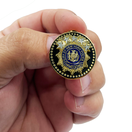 BL9-017 NYPD Commissioner Lapel Pin as seen on Blue Bloods real 24KT Gold and Silver Plated
