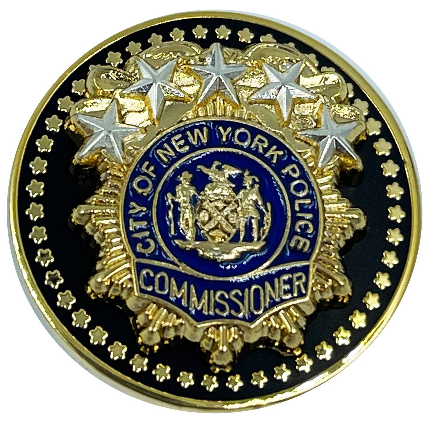 BL9-017 NYPD Commissioner Lapel Pin as seen on Blue Bloods real 24KT Gold and Silver Plated
