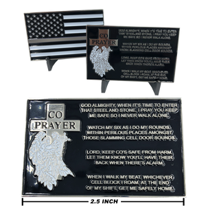 EL1-015 Correctional Officer Prayer with Thin Gray Line American Flag CO Corrections