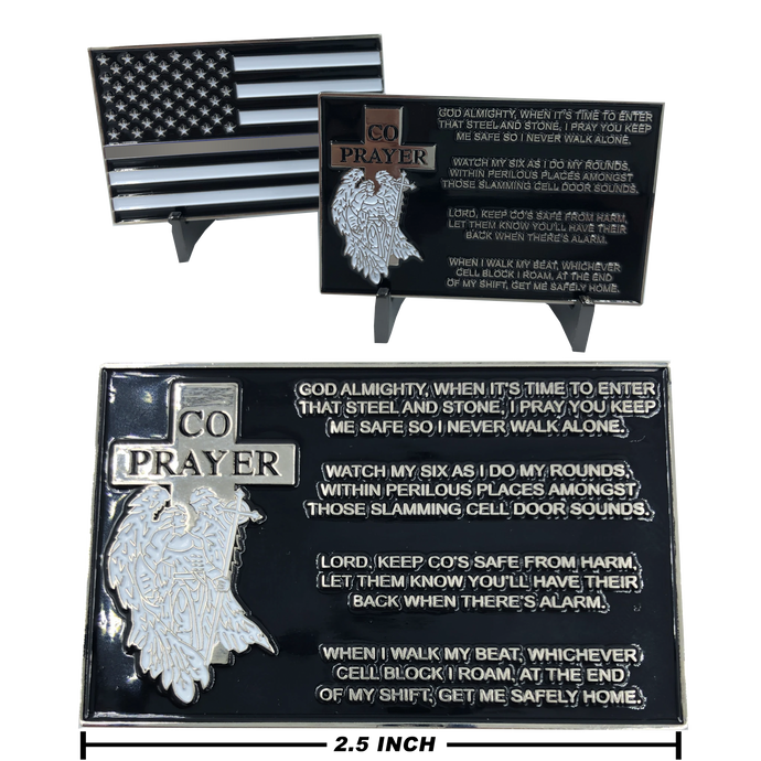 EL1-015 Correctional Officer Prayer with Thin Gray Line American Flag CO Corrections
