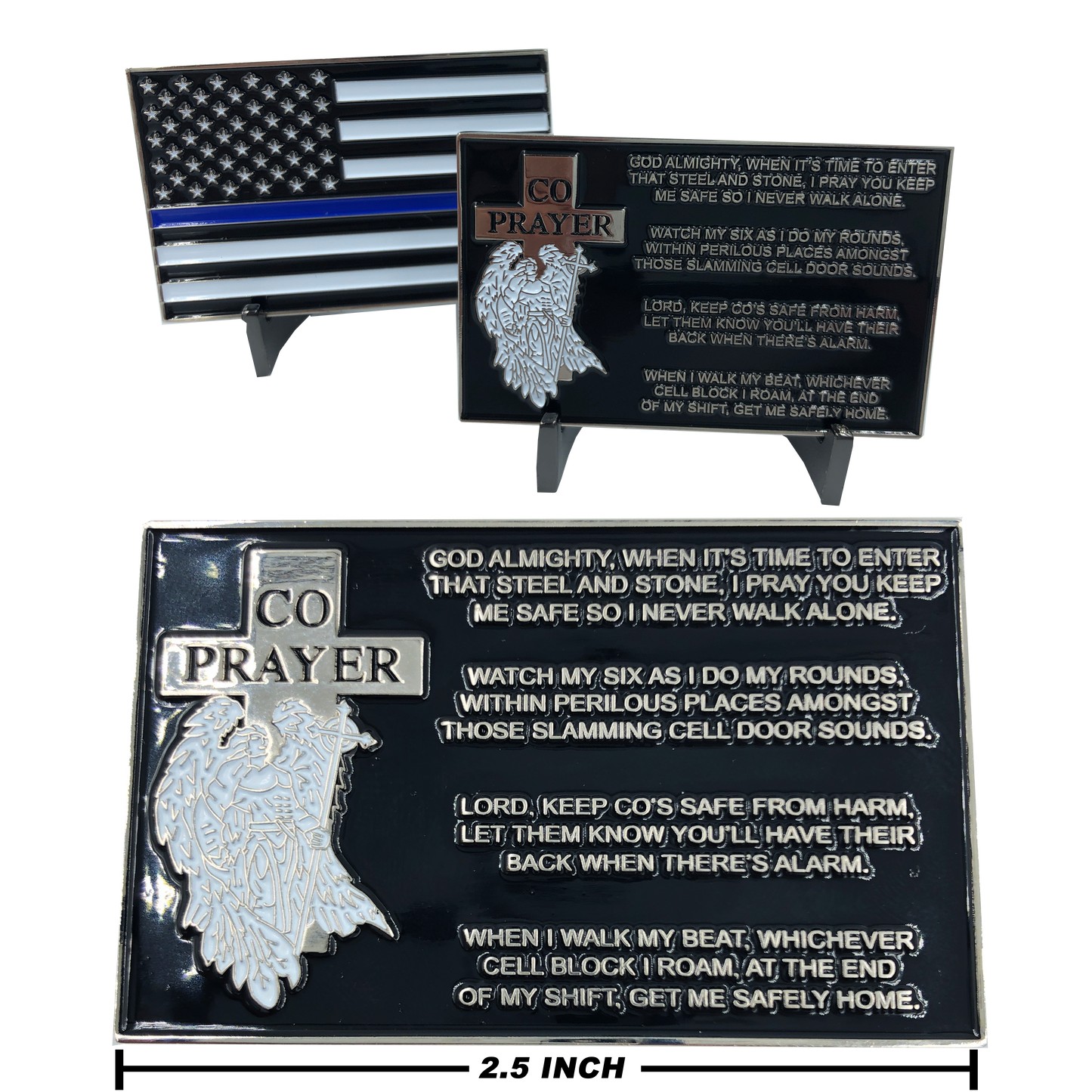 A-008 Correctional Officer Prayer with Thin Blue Line American Flag CO Corrections