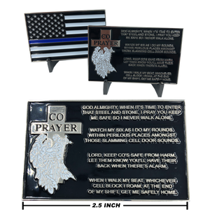 A-008 Correctional Officer Prayer with Thin Blue Line American Flag CO Corrections