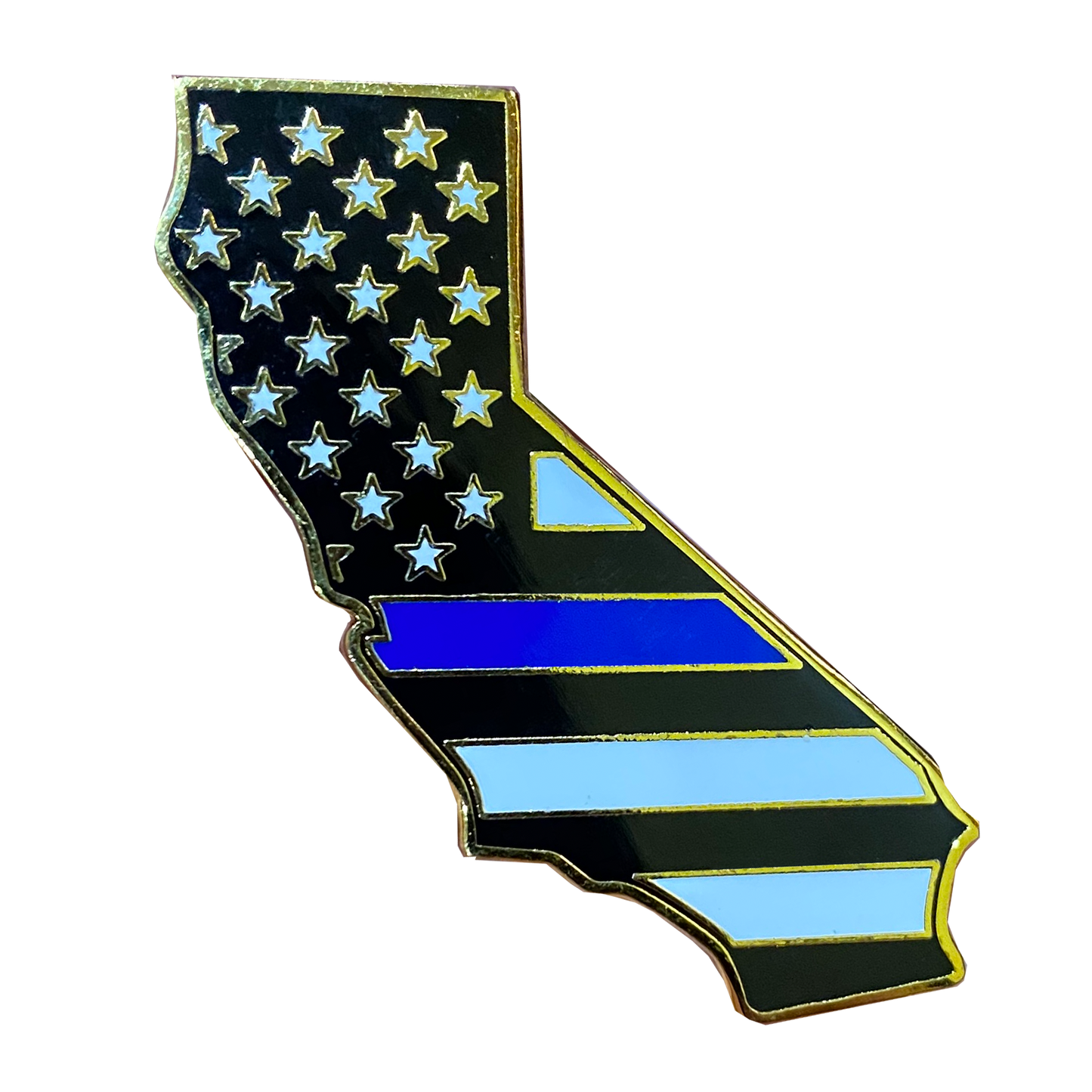 HH-022 California Thin Blue Line Police Pin with 2 pin posts and deluxe clasps