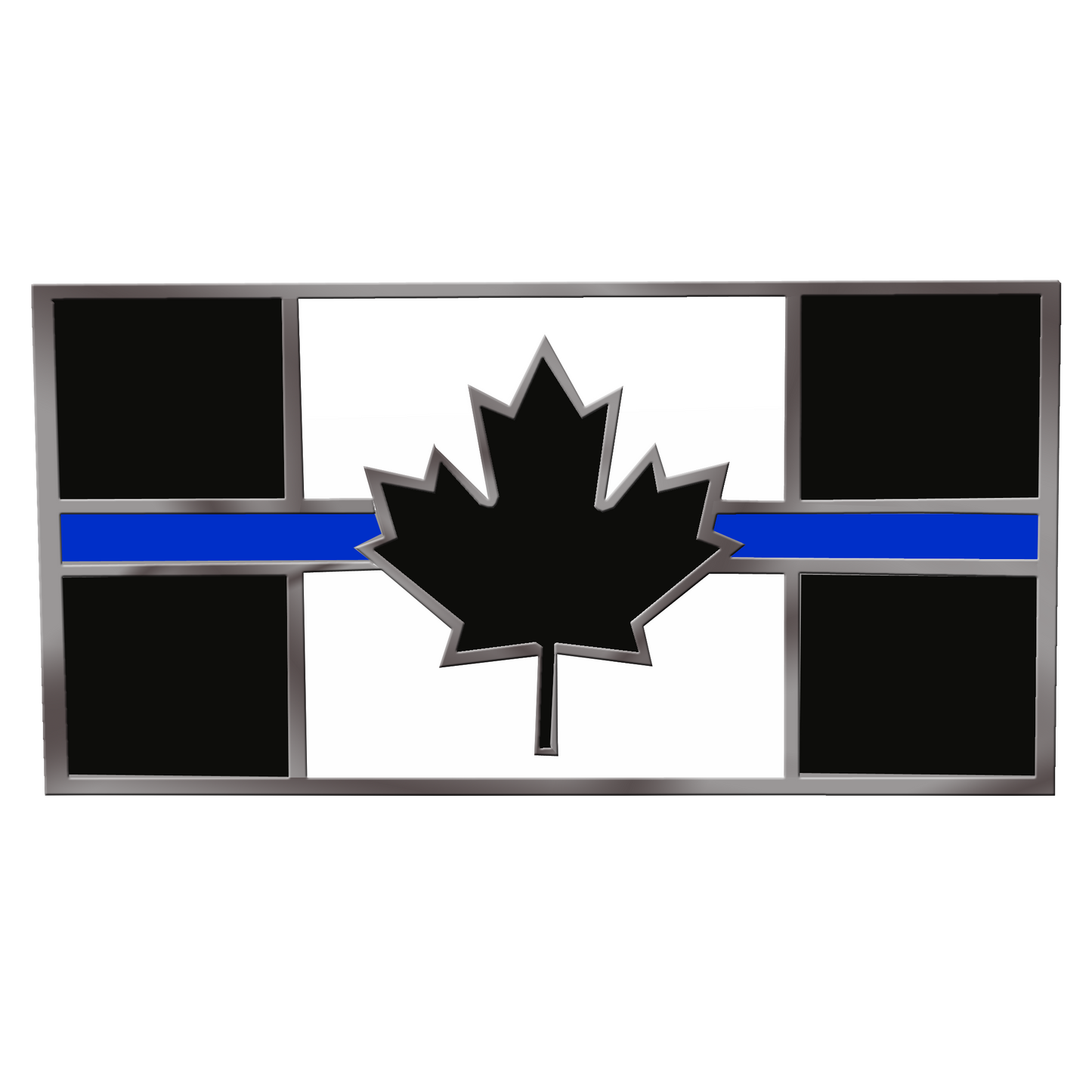 CL2-13 Canada Thin Blue Line Flag Cloisonne' hard enamel large 1.75 inch Royal Canadian Mounted Police pin with double pin back