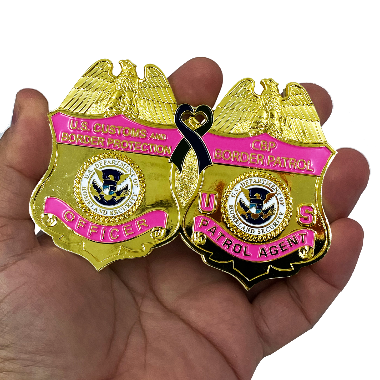 Discontinued H-014 Breast Cancer Awareness Challenge Coin Thin Pink Line CBP Officer Border Patrol Agent BPA CBPO