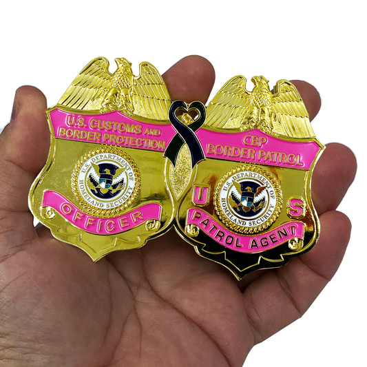 Discontinued H-014 Breast Cancer Awareness Challenge Coin Thin Pink Line CBP Officer Border Patrol Agent BPA CBPO