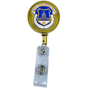 EL12-016 US Capitol Police Metal ID Reel retractable Card Holder