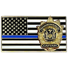 PBX-004-C NYPD Captain New York City Police Department Thin Blue Line Flag Lapel Pin