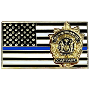PBX-004-C NYPD Captain New York City Police Department Thin Blue Line Flag Lapel Pin