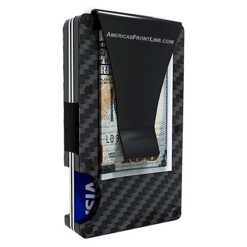Black Carbon Fiber Wallet Money Clip RFID Blocking Front Pocket Wallet Premium Minimalist Wallets for Men Minimalist Slim Credit Card Holder Business Card Holder Mens Aluminum Metal Wallet