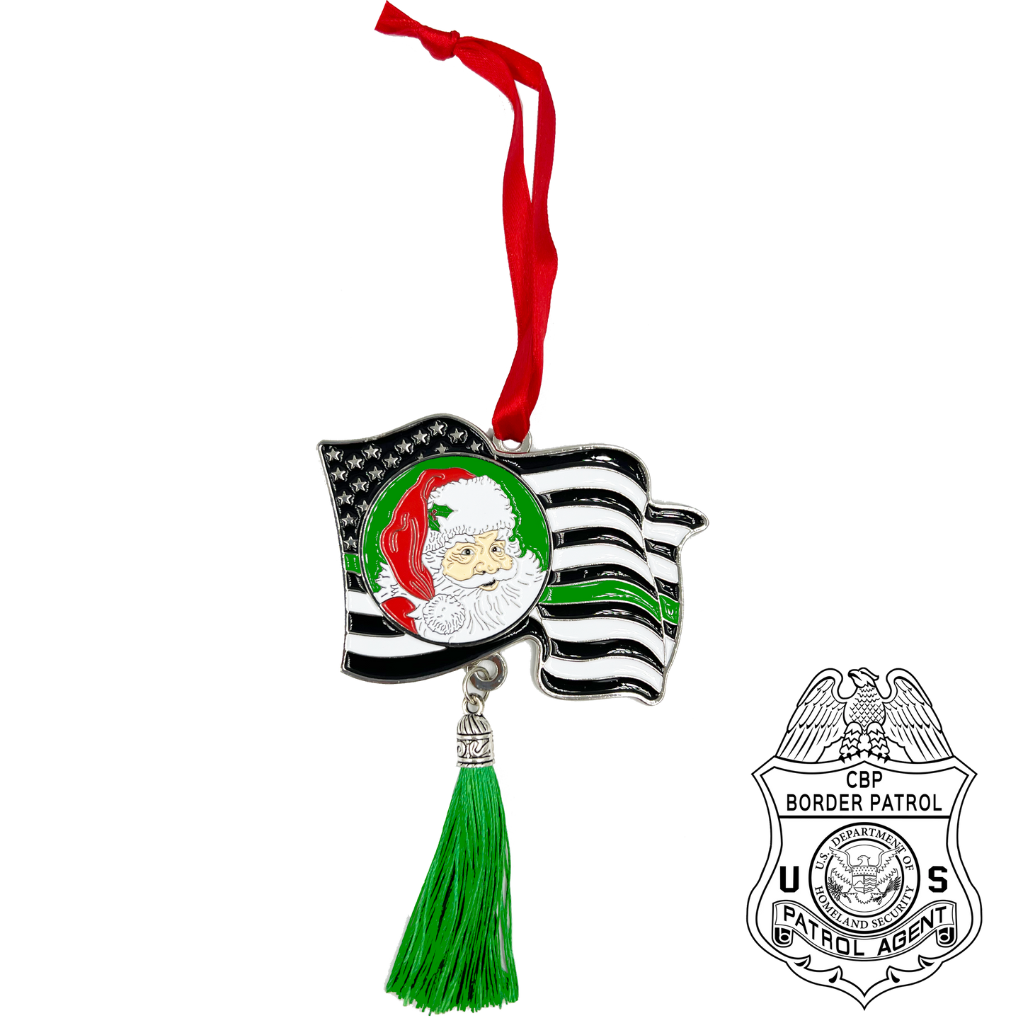GL1-020 CBP Border Patrol Agent Honor First Thin Green Line Flag Christmas Ornament