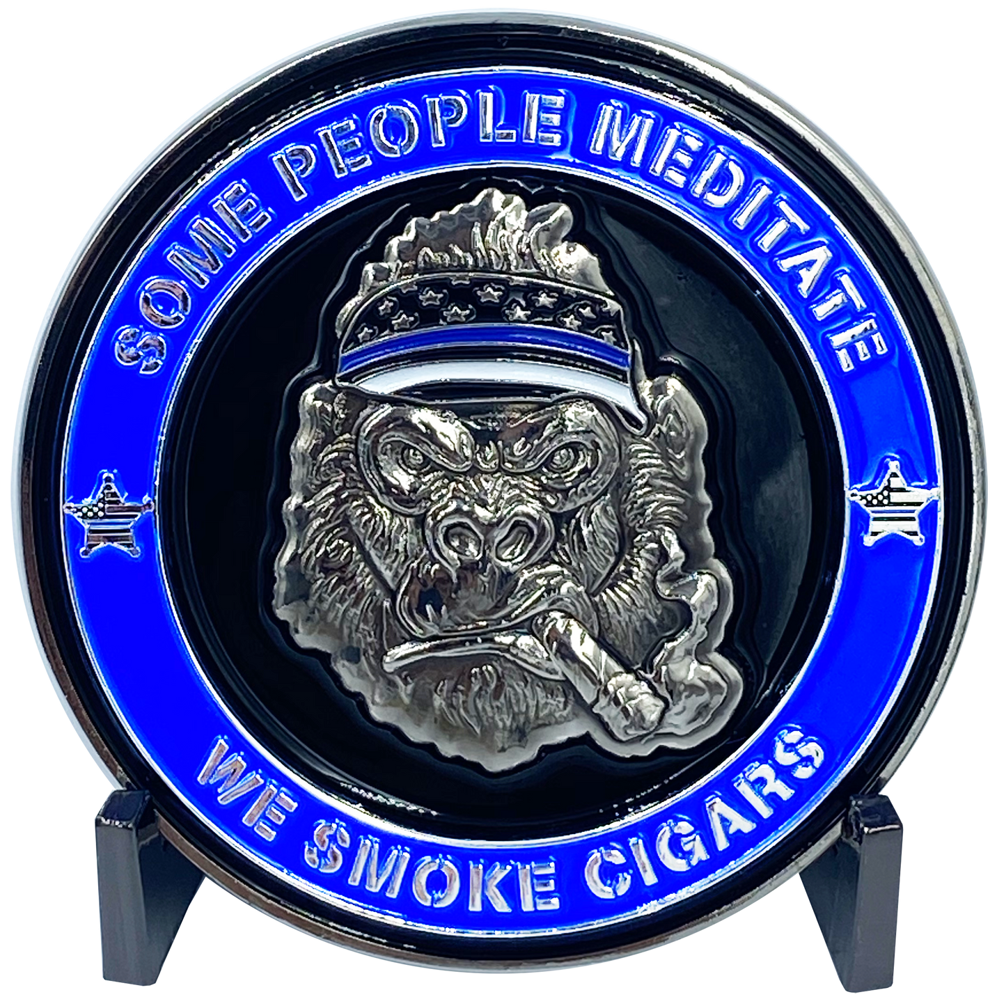 DL8-03 MTV Cribs Michael Strahan episode Tap Dat Ash Cigar Coin Challenge Coin SOME PEOPLE MEDITATE WE SMOKE CIGARS blue