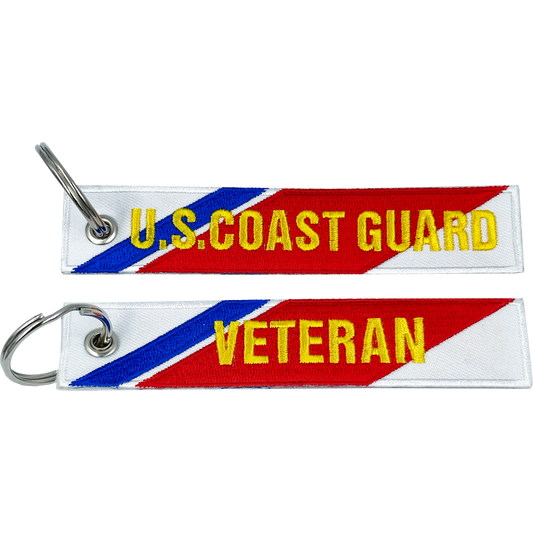 BL15-024 USCG embroidered Coast Guard Veteran Keychain Coastie Flag Luggage Tag