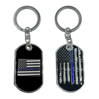 HH-012 Colorado Thin Blue Line Challenge Coin Dog Tag Keychain Police Law Enforcement