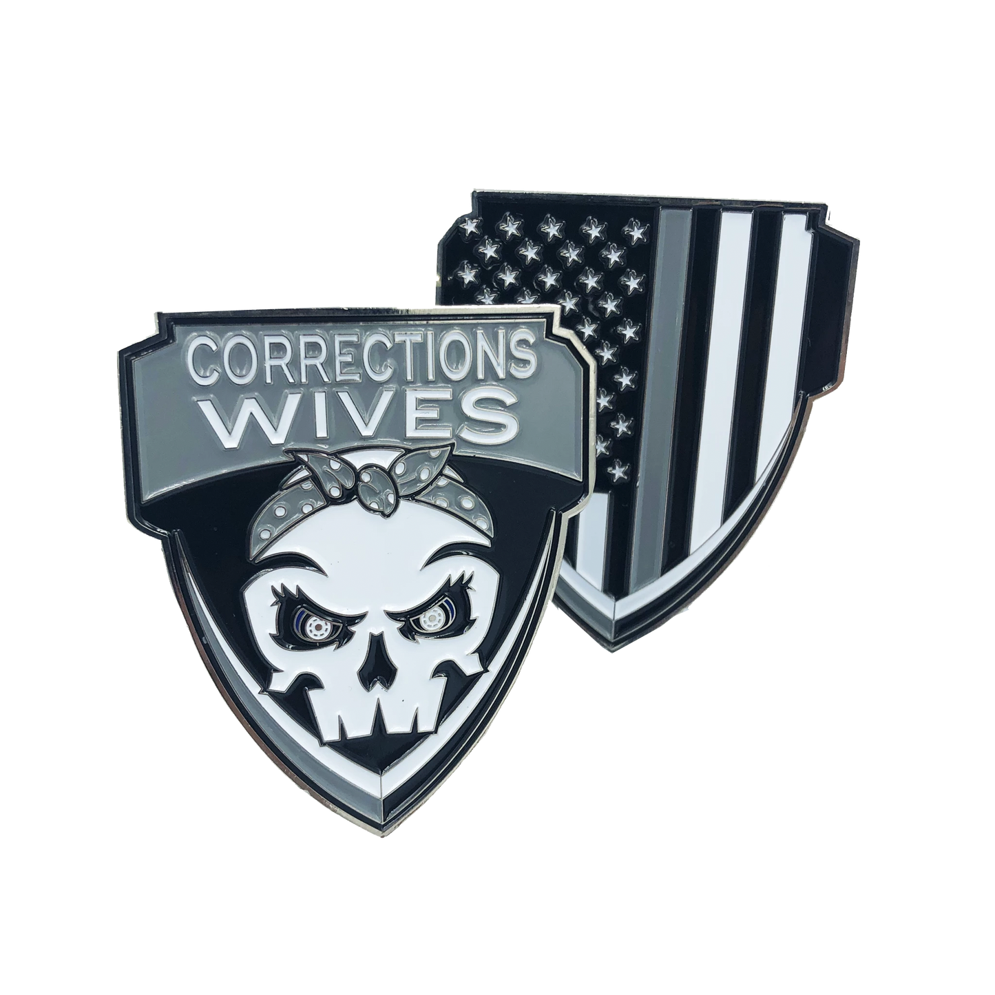 E-008 Corrections Wives Challenge Coin Thin Gray Line CO Correctional Officer Prison Jail wife