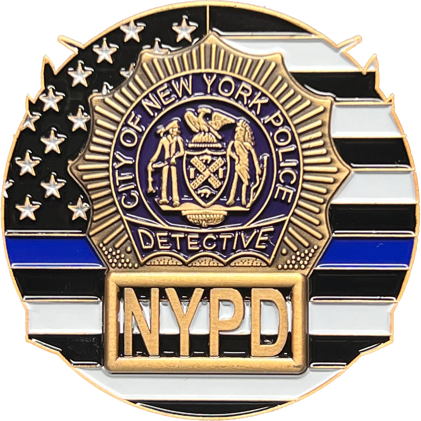 GL14-001 NYPD DETECTIVE New York City Police Negotiator Challenge Coin THIN BLUE LINE