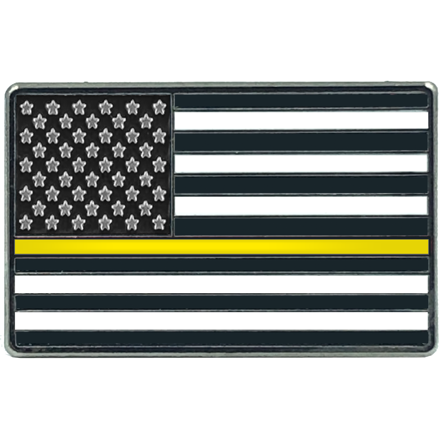 EL8-015 Thin Gold Line Flag Pin 911 Dispatcher Emergency Yellow