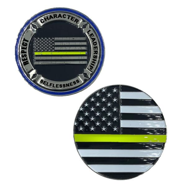 H-022 Thin Gold Line Back the Blue Core Values Challenge Coin Police Dispatcher gold / yellow