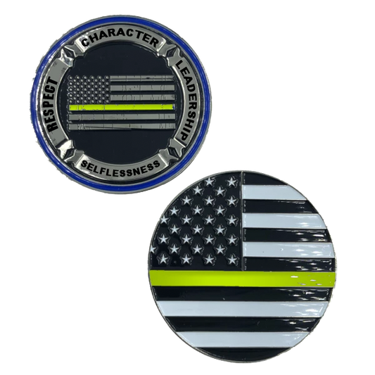 H-022 Thin Gold Line Back the Blue Core Values Challenge Coin Police Dispatcher gold / yellow