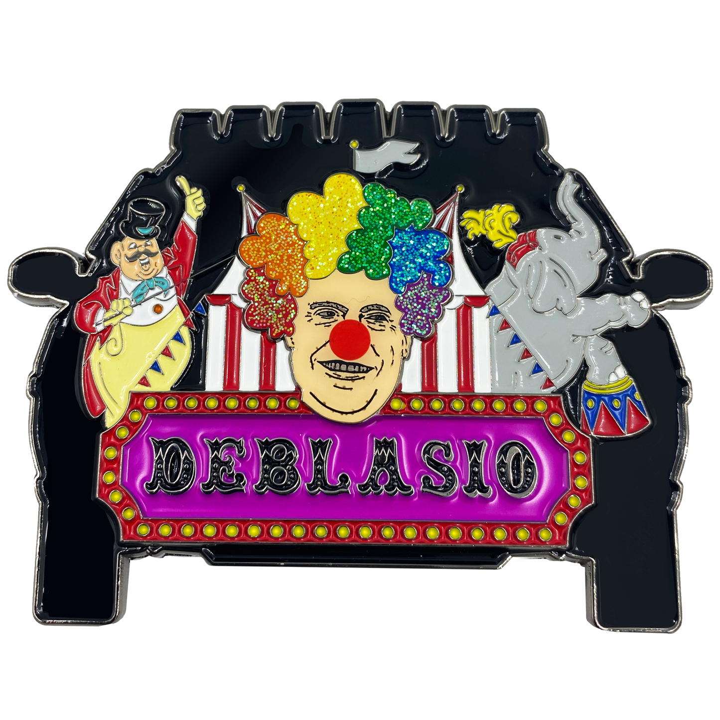 DL11-02 Mayor Bill DeBlasio Clown Car Circus Challenge Coin NYPD Police Thin Blue Line